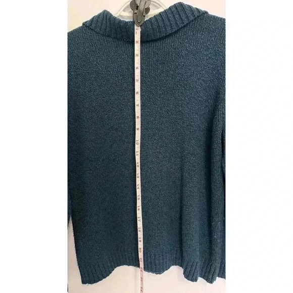 🧶 Karen Scott Dark Teal/Green Collared Button-Up Textured Sweater - Picture 8 of 11